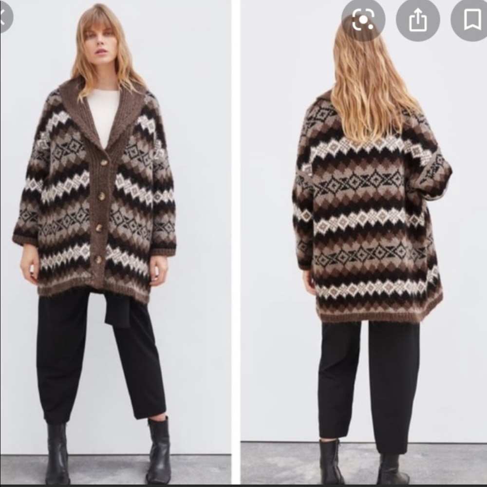 Zara Oversized Jacquard Cardigan